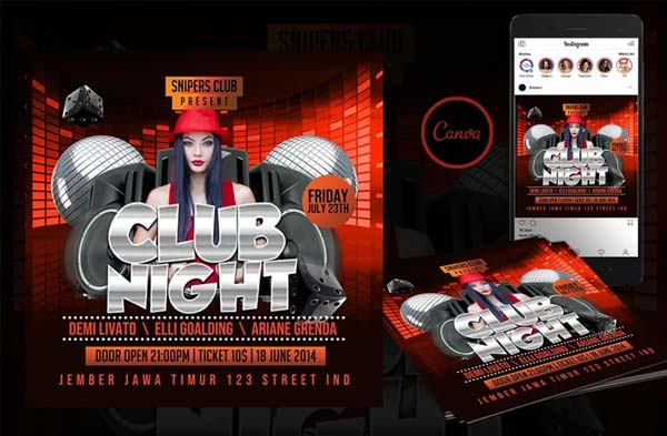 Club Night Event Flyer Canva Template
