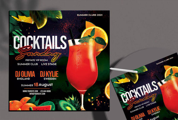 Cocktail Night Party Free Flyer Template