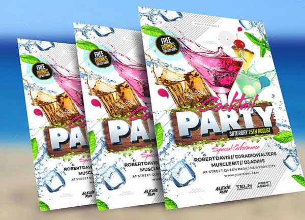 Cocktail Party Flyer Design PSD