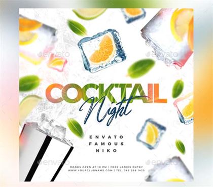 Cocktail Holiday Party Flyer Template