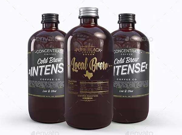 Coffee Amber Rounded Bottle Mockup
