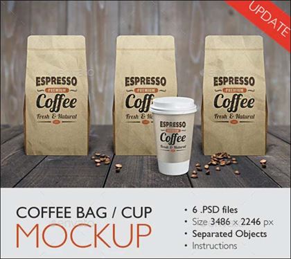 Coffee Bag  Cup Mock Up