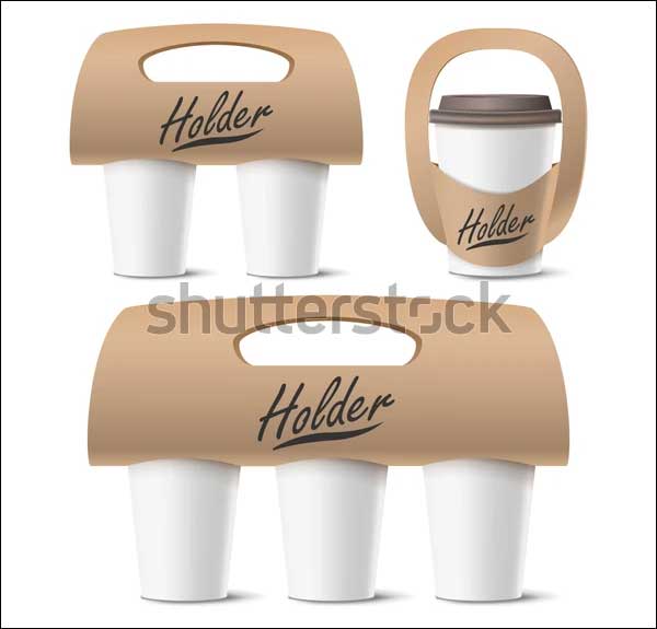 Coffee Cups Holder Packing Set Mockup