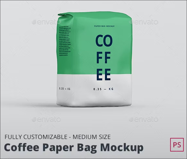 Coffee Paper Bag Mockup Medium Size