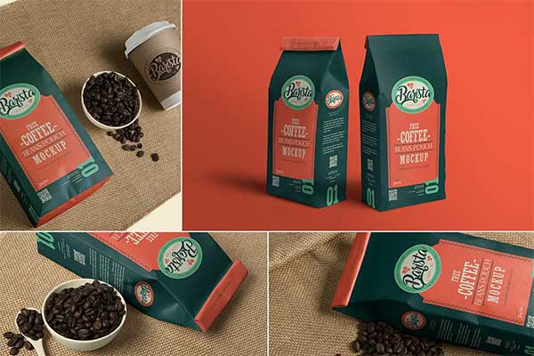 Coffee Pouch Packaging Mockups PSD Template