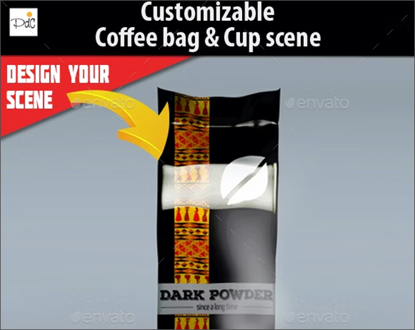 Coffee bag & cup mock-up