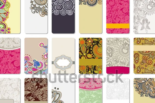 Collection Of Colorful Floral Ornamental Business Cards