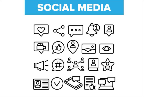 Collection Social Media Elements Icons Set Template