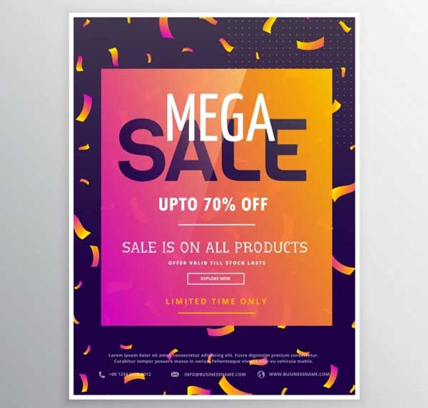 Colorful Discount Free Vector Flyer