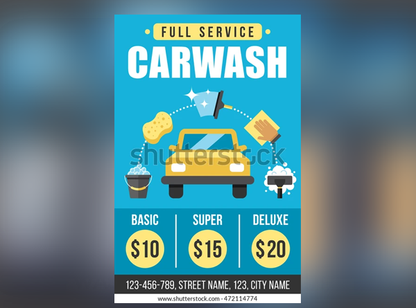 Colorful Vector Car Wash Service Flyer Template