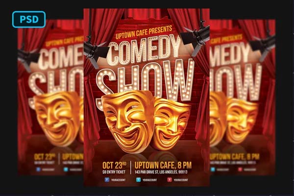 Comedy Show Flyer Editable Template