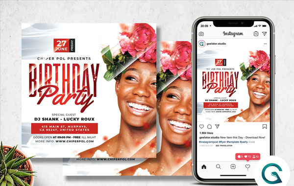 Commercial Birthday Party Flyer Template