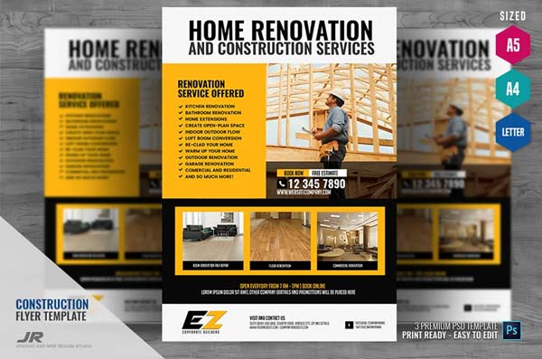 Construction Company Flyer Template Design