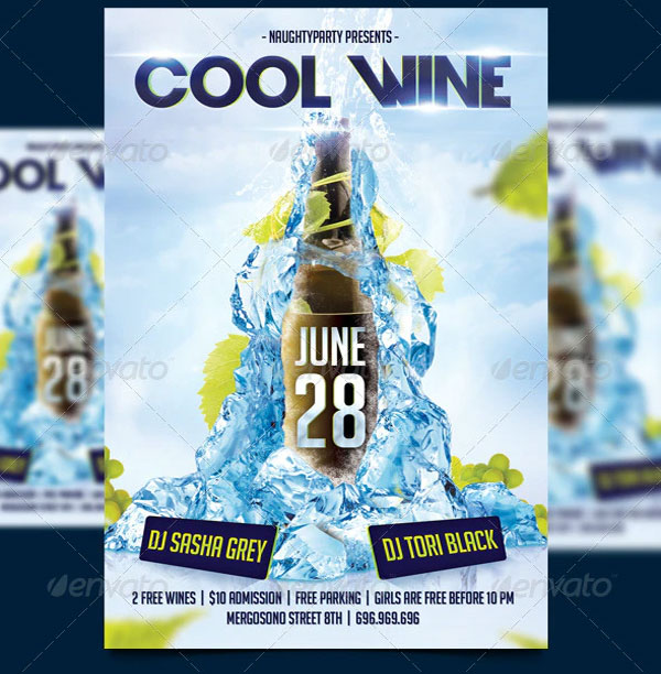 Cool Wine Party Flyer Template