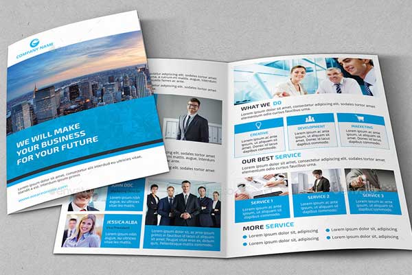 Corporate Marketing Plan Bi-Fold Brochure Template