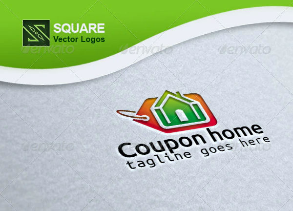 Coupon, Home Vector Logo Template