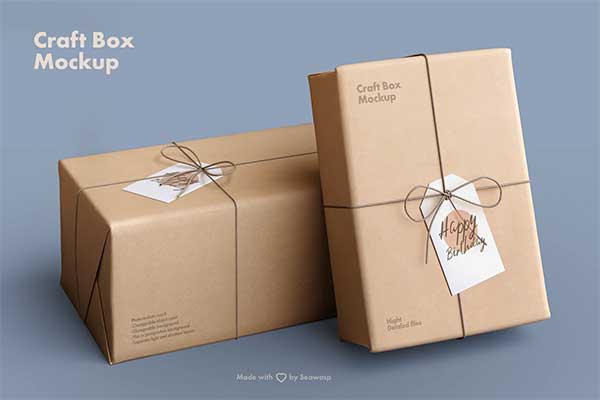 Craft Paper Giftbox Mockup