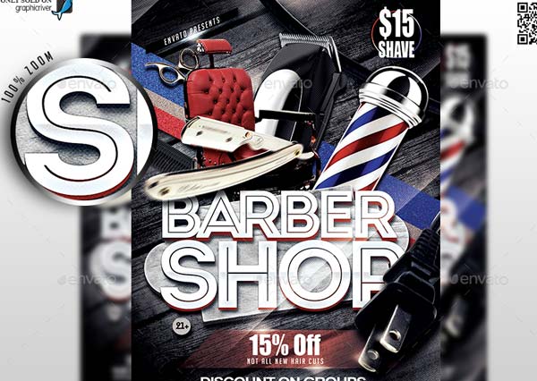 Creative Barber Shop Flyer Printable Template