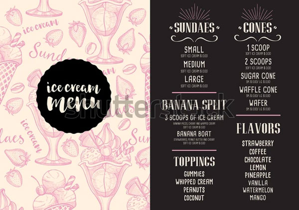 Creative Ice Cream Restaurant Menu Flyers