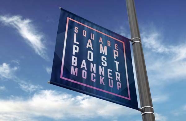 Creative Lamp Post Banner PSD Mockup Template