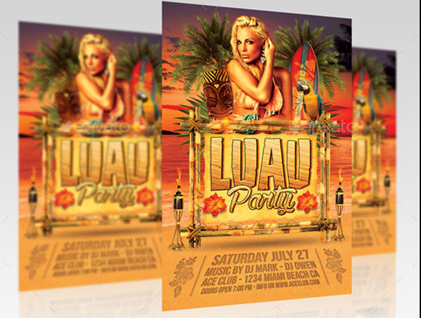 Creative Luau Party Flyer Template