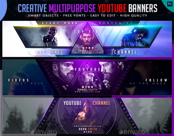 Creative MultiPurpose YouTube PSD Banners 