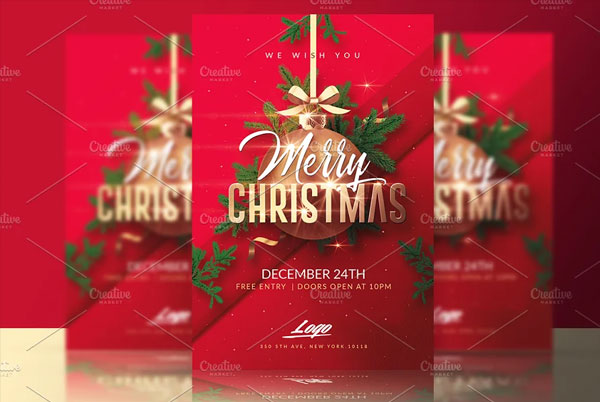 Creative Red Christmas Bash Flyer Template