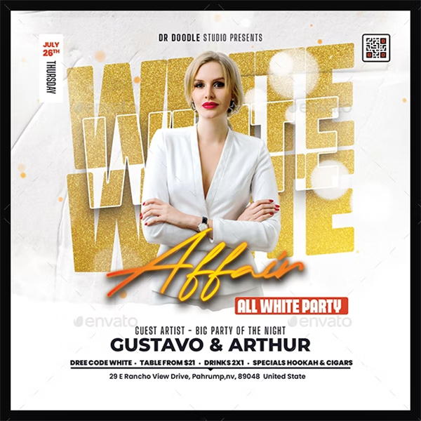 Creative White Party Flyer PSD Template