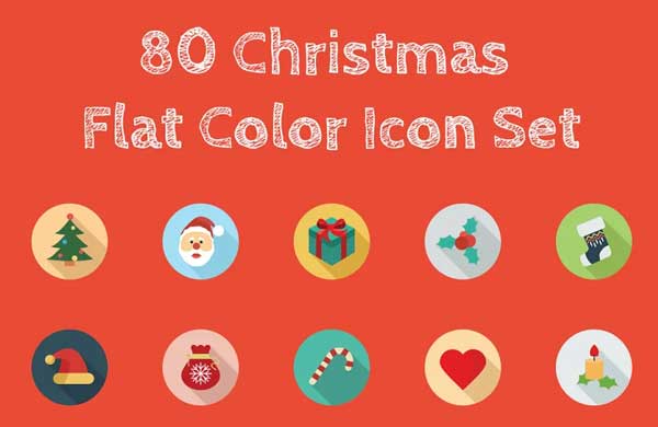 Creative Christmas Flat Color Icon Set