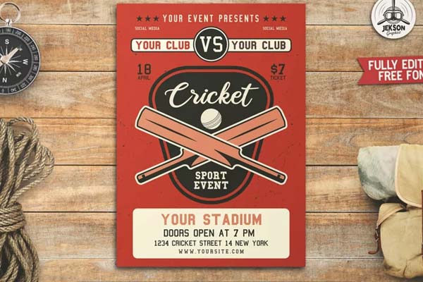 Cricket Poster, Flyer Templates Download