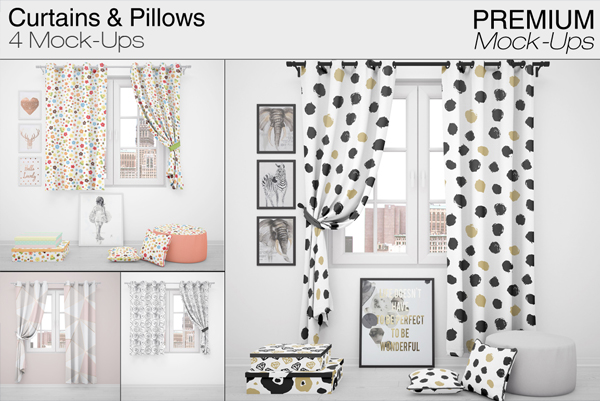 Curtains & Pillows Mockup Set