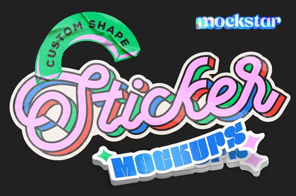Custom Shape Sticker Mockups