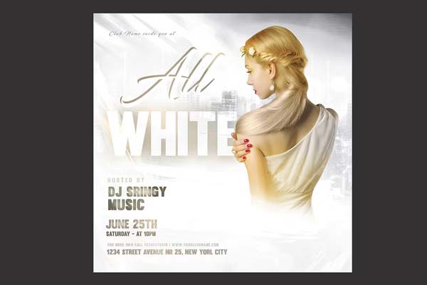 Customizable All White Party Flyer Download