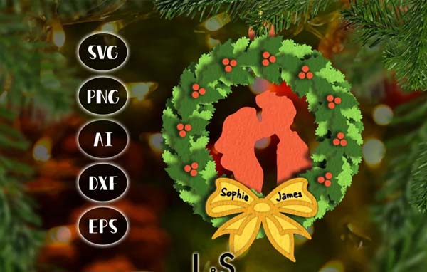 Customizable Christmas Couple Ornament Templates