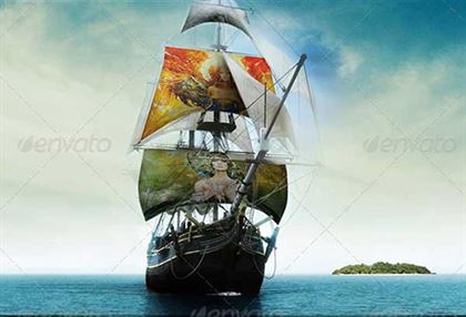 Customizable Pirate Ship Sky Templates