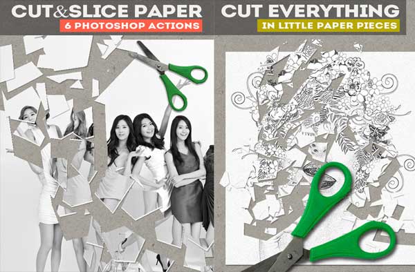 Cut and Slice Paper Photoshop Actions