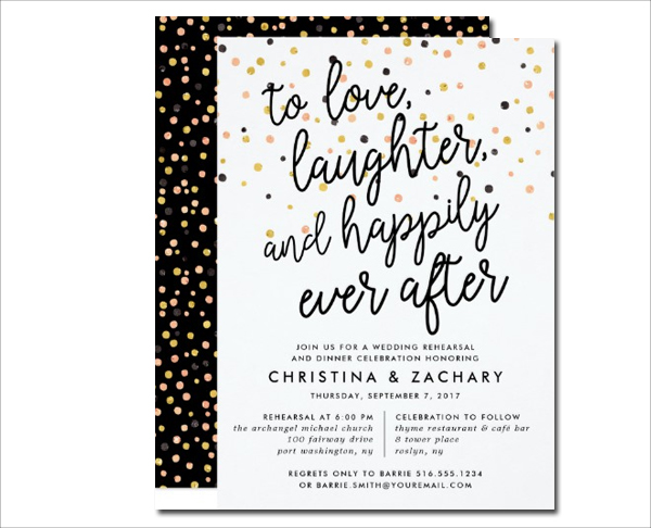 Cute Wedding Rehearsal Dinner Invitation Template