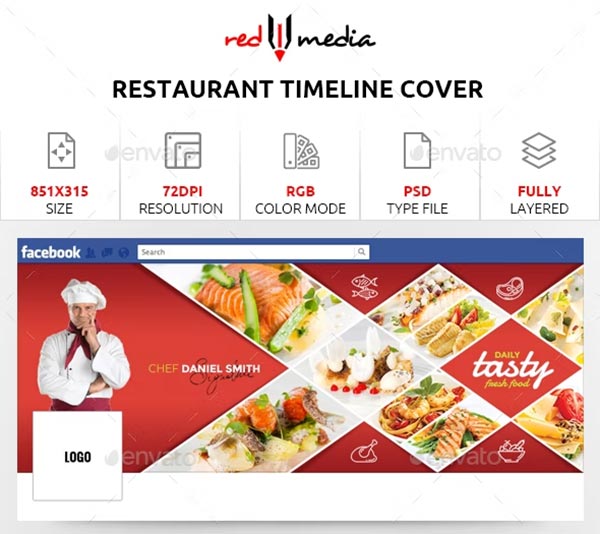 Daily Tasty Restaurant Facebook Timeline Template