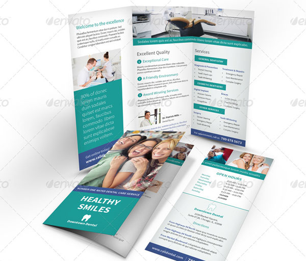 Dentist Clinic Trifold Brochure Template