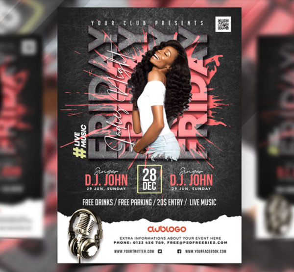 Designer Late Night Club Party Flyer PSD