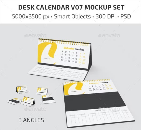 Desk Calendar Dessign Mockup Set