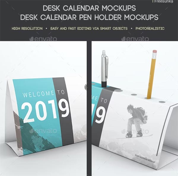 Desk Calendar Mockup Design PSD