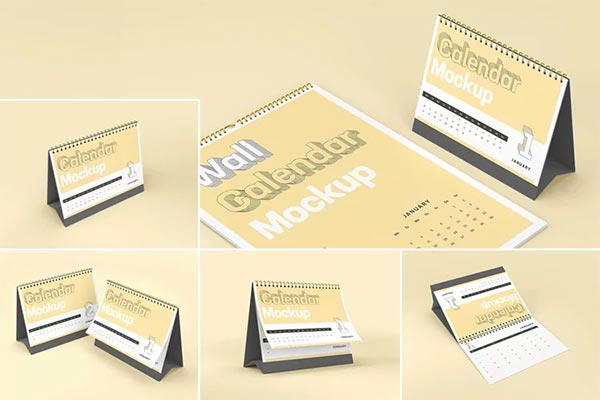 Desk Calendar Mockup Set Design