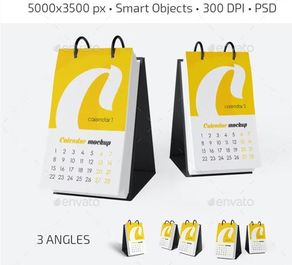 Desk Calendar Mockup Set PSD