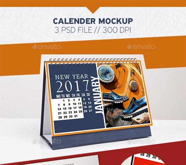 Desk Calendar Mockups PSD Design Template