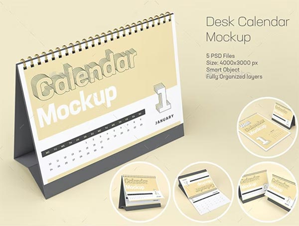 Desk Calendar PSD Mockup Set