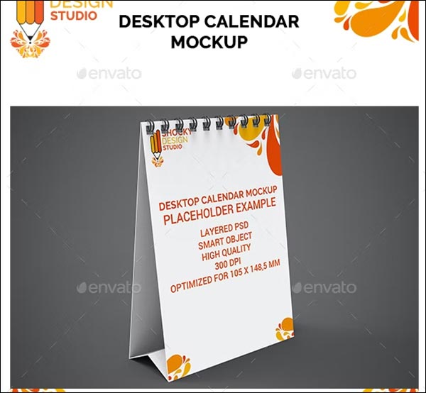 Desktop Calendar A6 Mockup