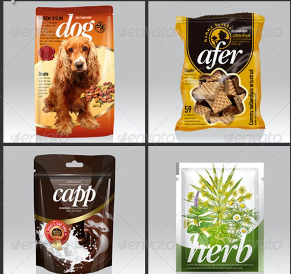 Different Foil Bags Packaging Mockups