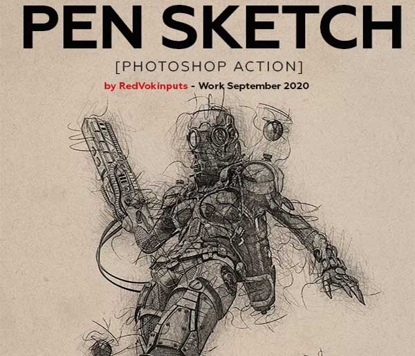 Digital Pen Sketch Photoshop Action