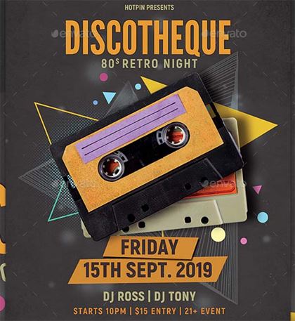 Disco Retro Party Flyer PSD Template